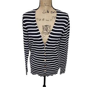 Michael Kors striped sailor button down lightweight cardigan sweater size medium